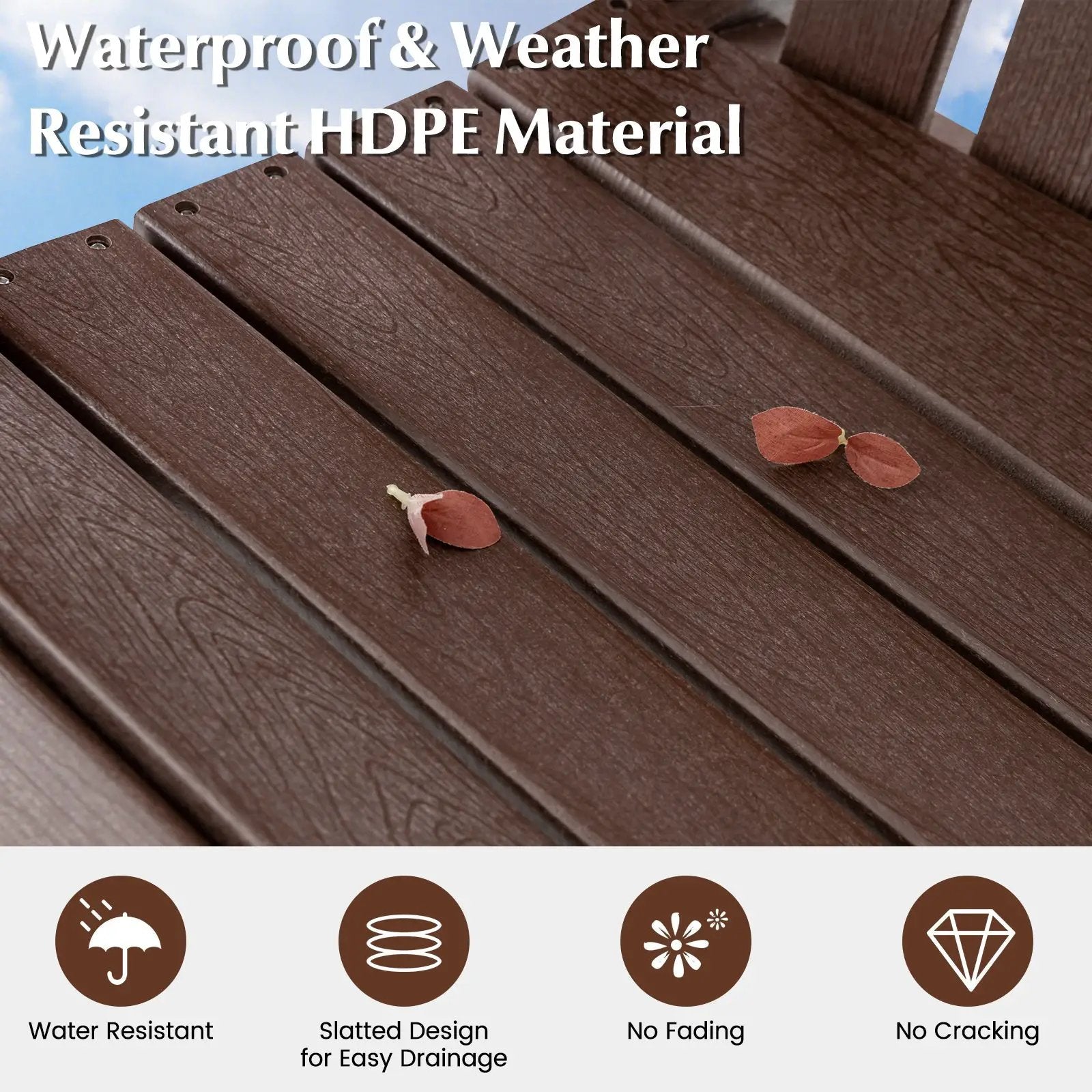 HDPE Patio Chair with Armrest and Footrest for Indoor Outdoor by DirectDeals