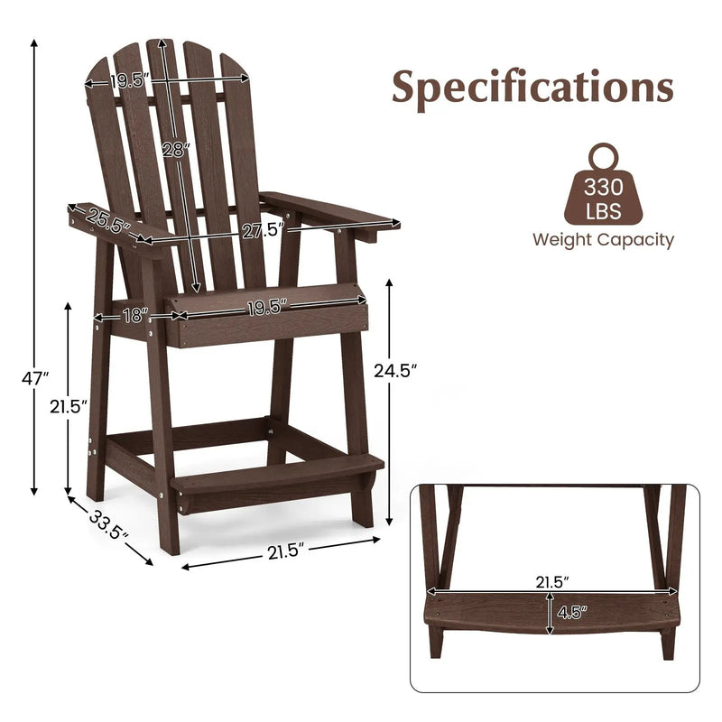 HDPE Patio Chair with Armrest and Footrest for Indoor Outdoor by DirectDeals