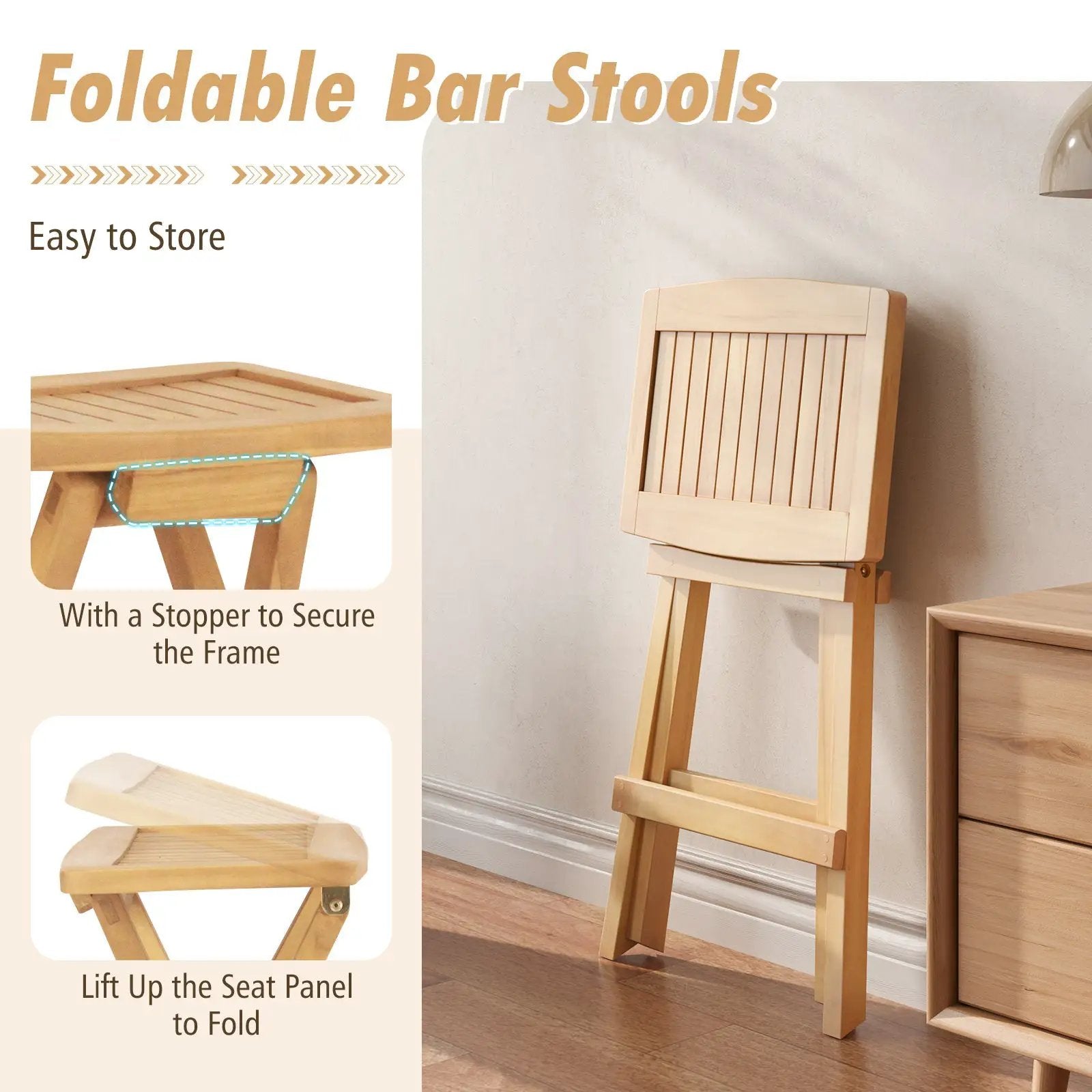Set of 2 No Assembly Outdoor Bar Stools with Countered Seat by DirectDeals