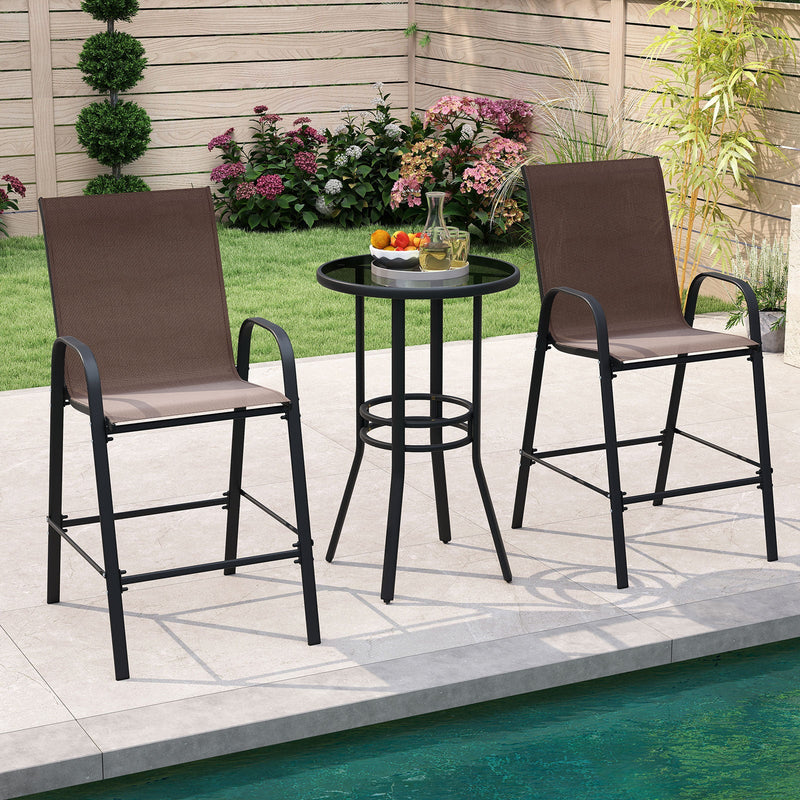 Outdoor Bar Stools Set of 2 29 Inch Fabric Bar Height Stools with Armrests by DirectDeals