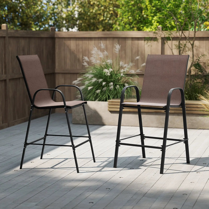 Outdoor Bar Stools Set of 2 29 Inch Fabric Bar Height Stools with Armrests by DirectDeals