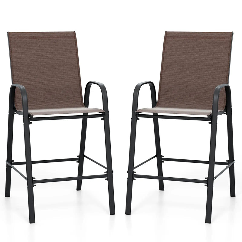 Outdoor Bar Stools Set of 2 29 Inch Fabric Bar Height Stools with Armrests by DirectDeals