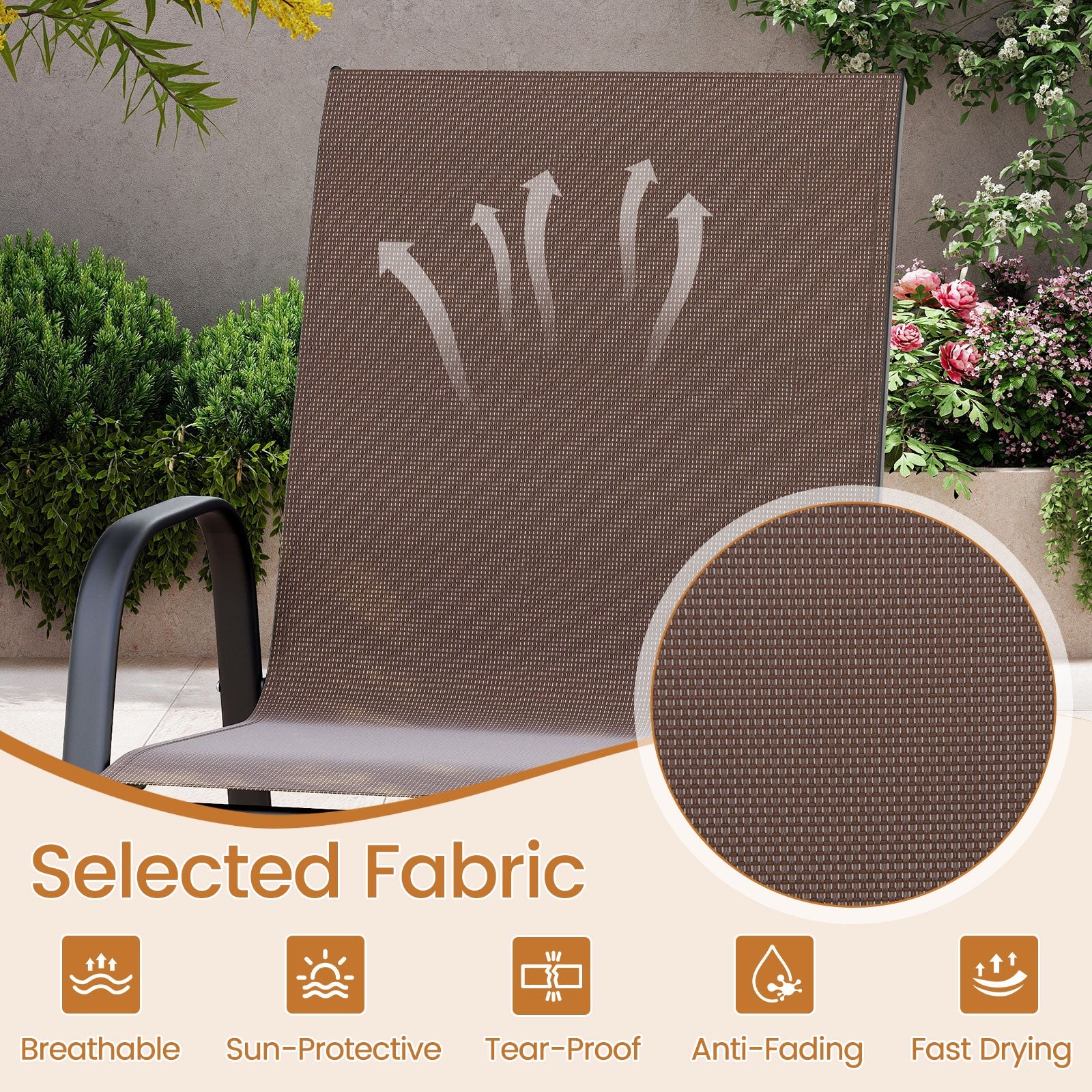 Outdoor Bar Stools Set of 2 29 Inch Fabric Bar Height Stools with Armrests by DirectDeals