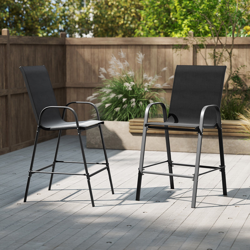 Outdoor Bar Stools Set of 2 29 Inch Fabric Bar Height Stools with Armrests by DirectDeals