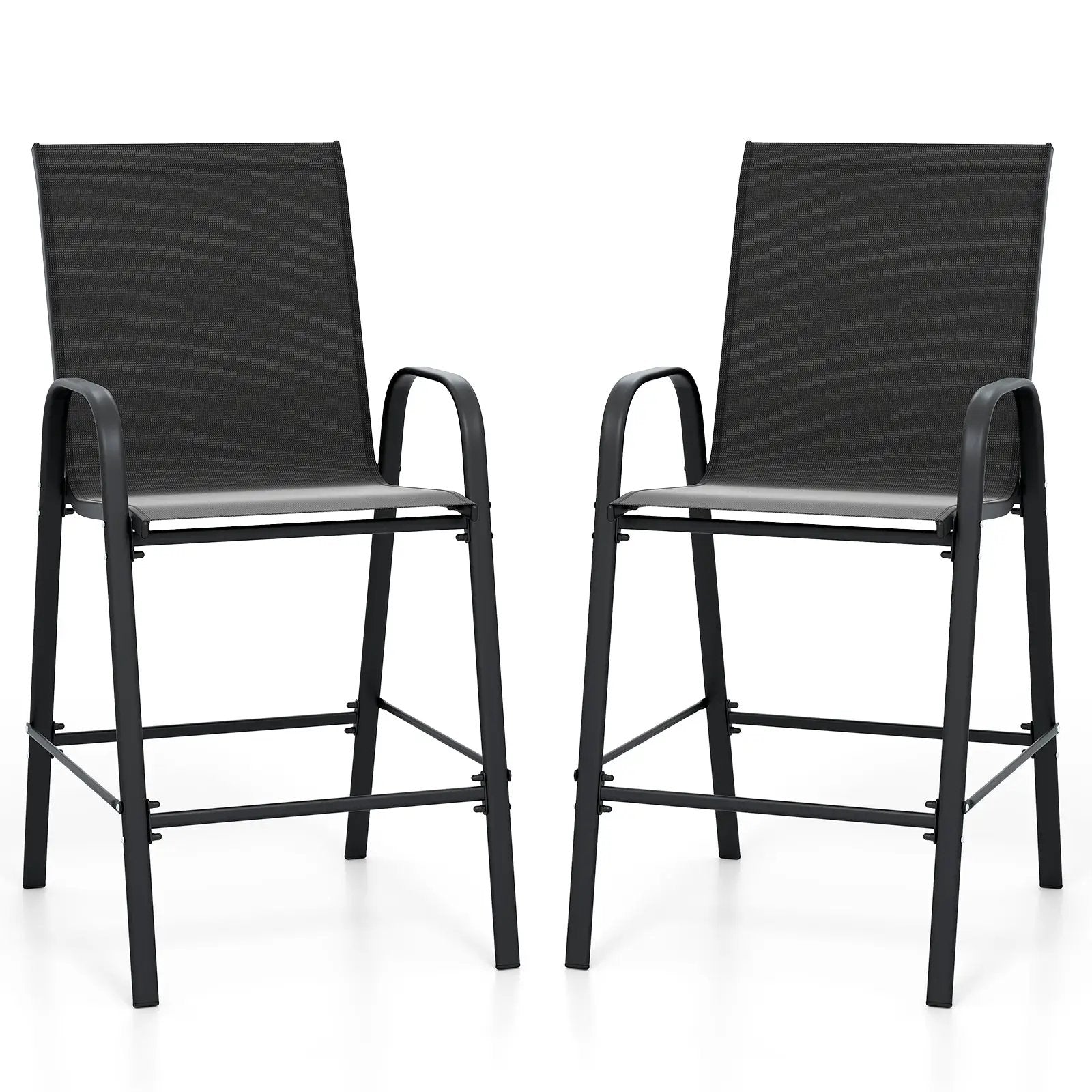 Outdoor Bar Stools Set of 2 29 Inch Fabric Bar Height Stools with Armrests by DirectDeals