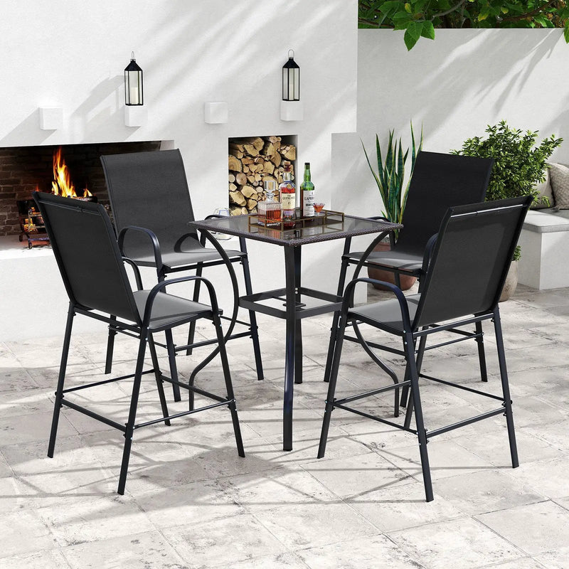 Outdoor Bar Stools Set of 2 29 Inch Fabric Bar Height Stools with Armrests by DirectDeals
