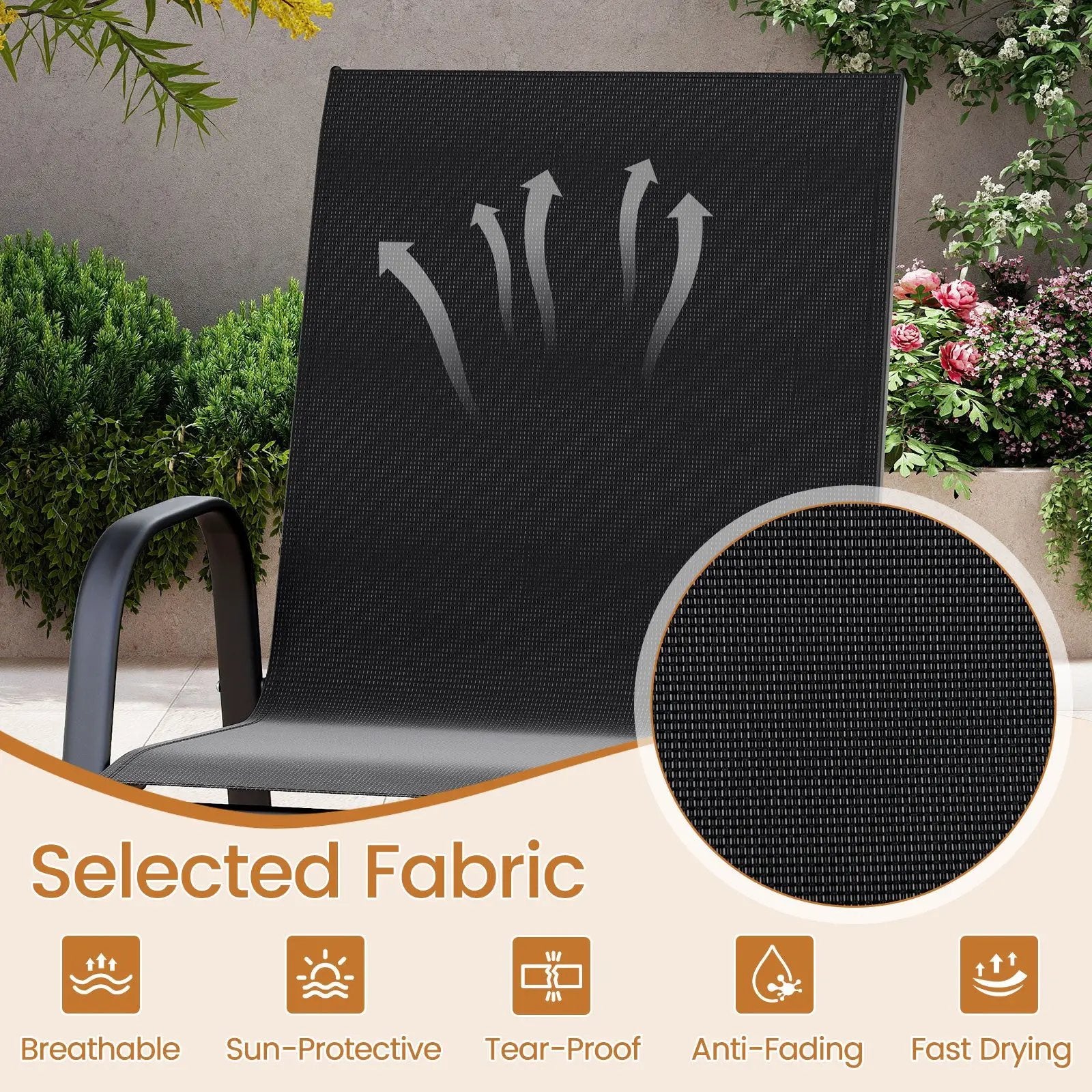 Outdoor Bar Stools Set of 2 29 Inch Fabric Bar Height Stools with Armrests by DirectDeals