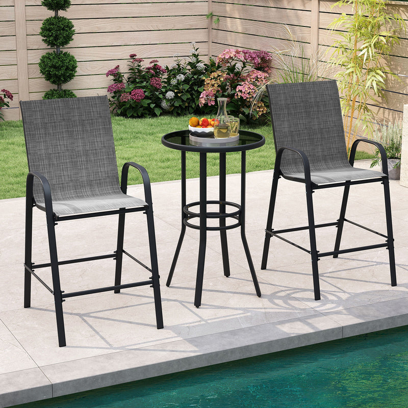 Outdoor Bar Stools Set of 2 29 Inch Fabric Bar Height Stools with Armrests by DirectDeals