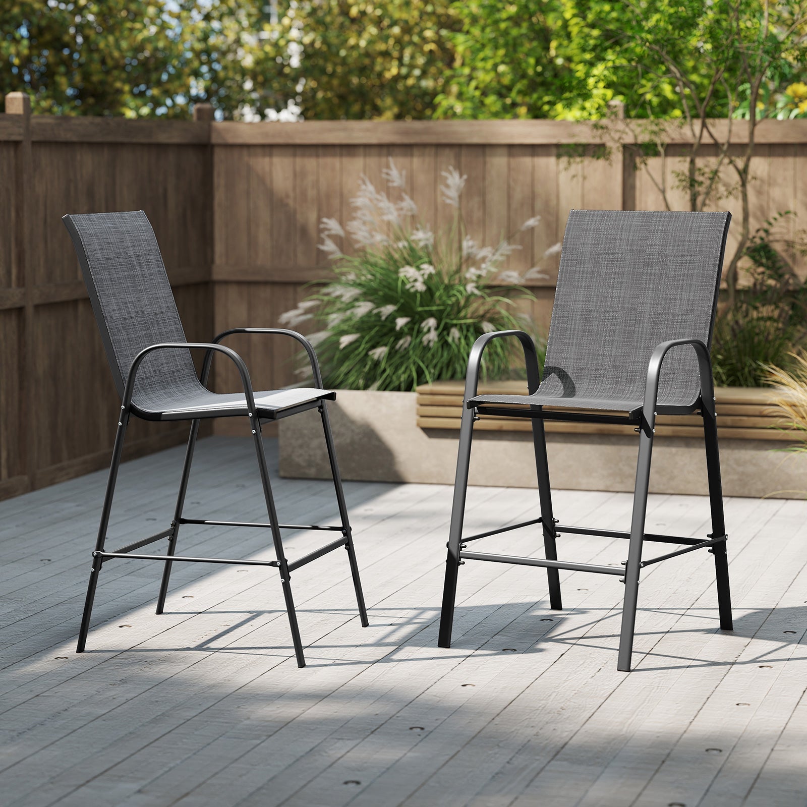 Outdoor Bar Stools Set of 2 29 Inch Fabric Bar Height Stools with Armrests by DirectDeals