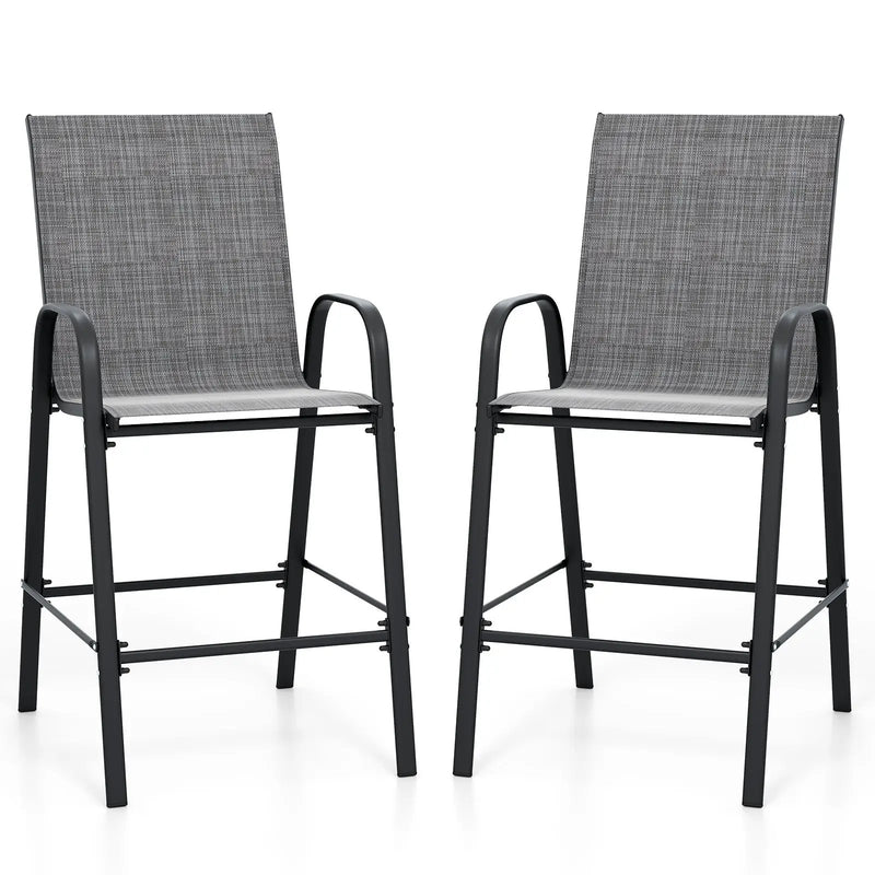 Outdoor Bar Stools Set of 2 29 Inch Fabric Bar Height Stools with Armrests by DirectDeals