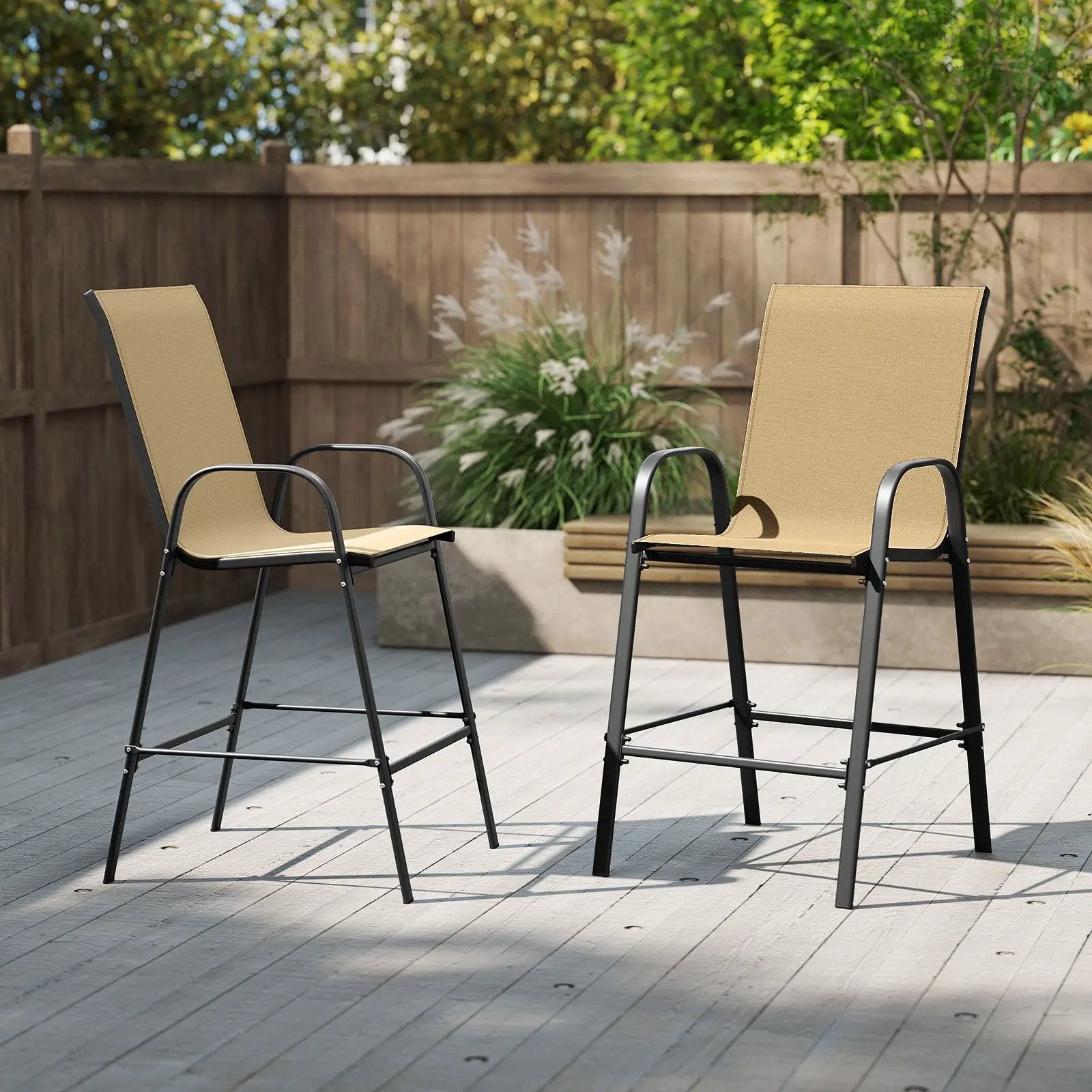 Outdoor Bar Stools Set of 2 29 Inch Fabric Bar Height Stools with Armrests by DirectDeals