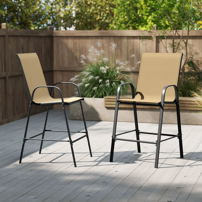 Outdoor Bar Stools Set of 2 29 Inch Fabric Bar Height Stools with Armrests by DirectDeals