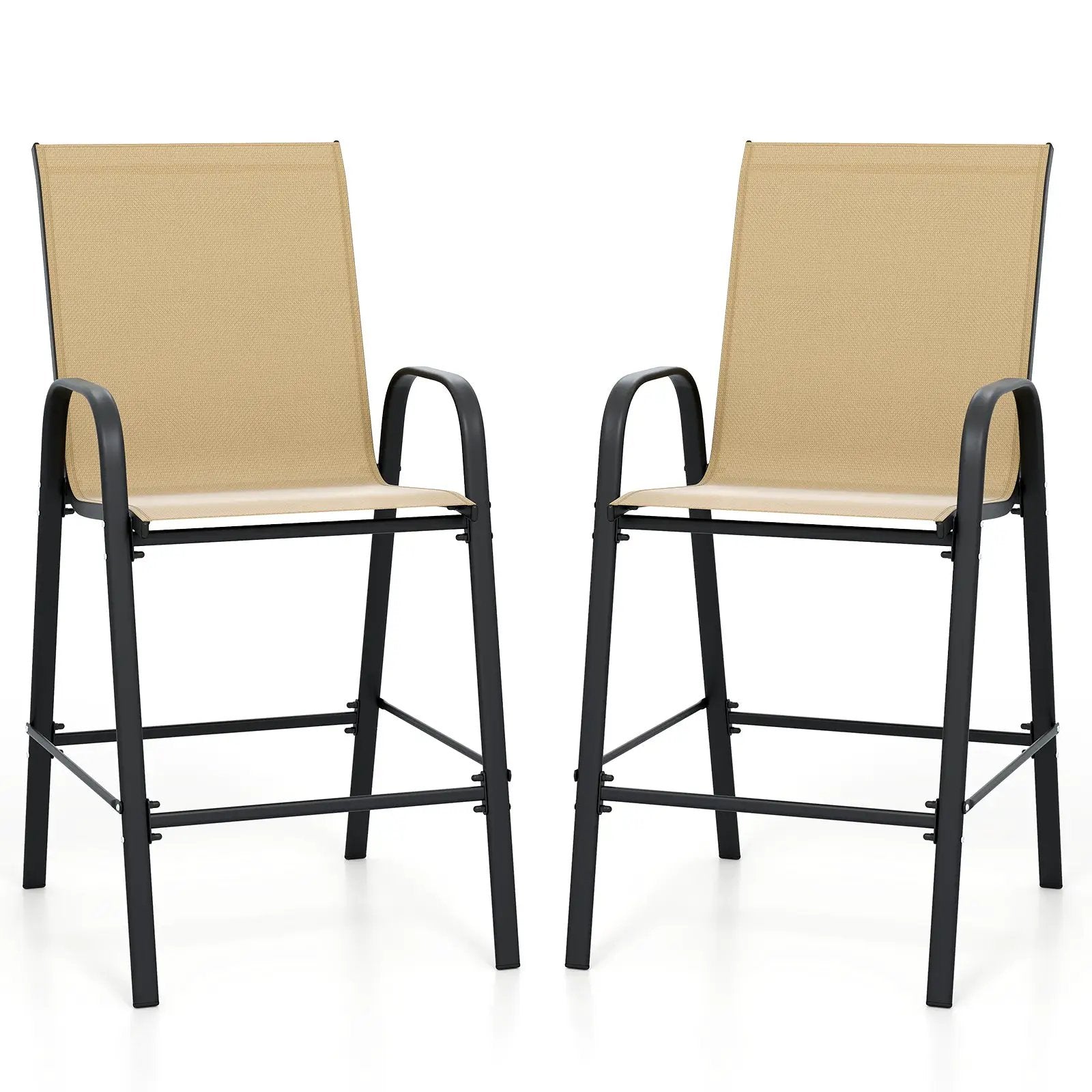Outdoor Bar Stools Set of 2 29 Inch Fabric Bar Height Stools with Armrests by DirectDeals