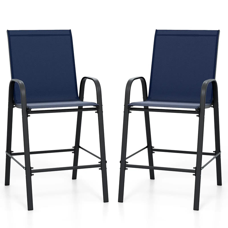 Outdoor Bar Stools Set of 2 29 Inch Fabric Bar Height Stools with Armrests by DirectDeals