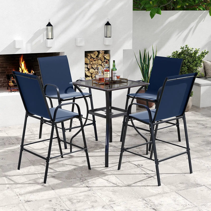 Outdoor Bar Stools Set of 2 29 Inch Fabric Bar Height Stools with Armrests by DirectDeals