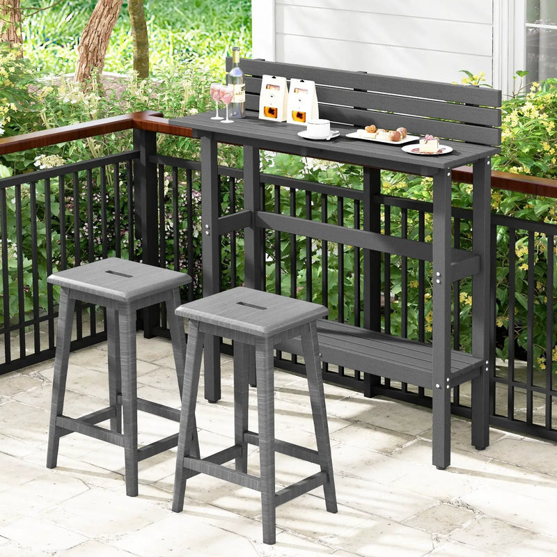 48 Inch Patio Pub Height Table with Storage Shelf and Adjustable Foot Pads by DirectDeals