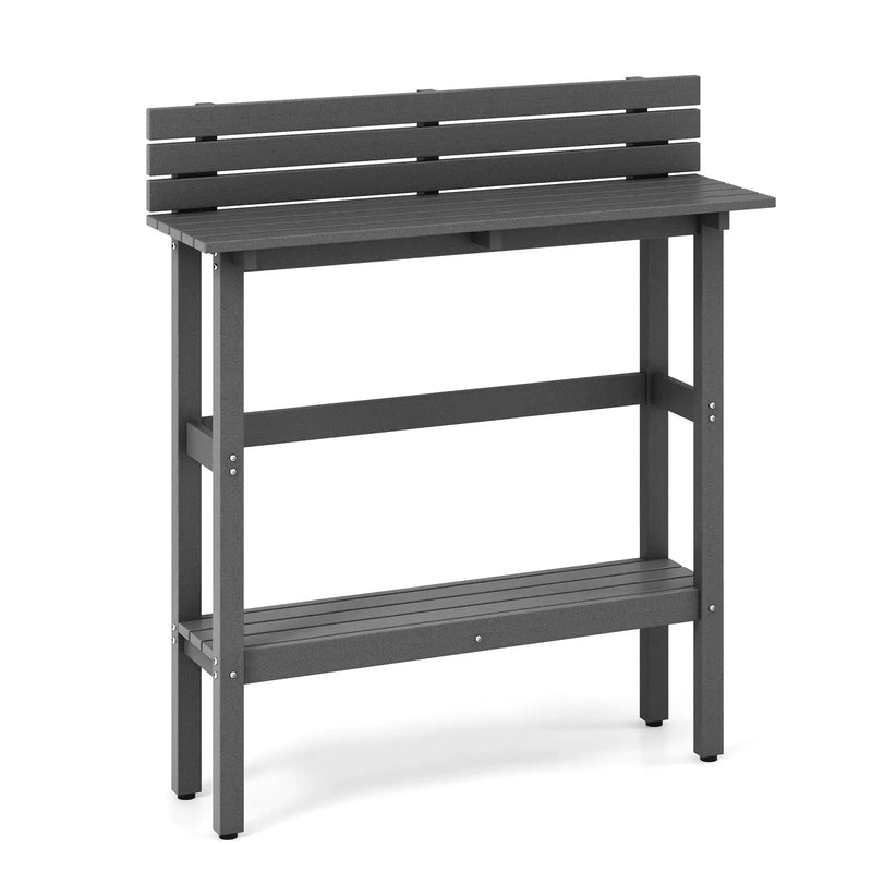 48 Inch Patio Pub Height Table with Storage Shelf and Adjustable Foot Pads by DirectDeals