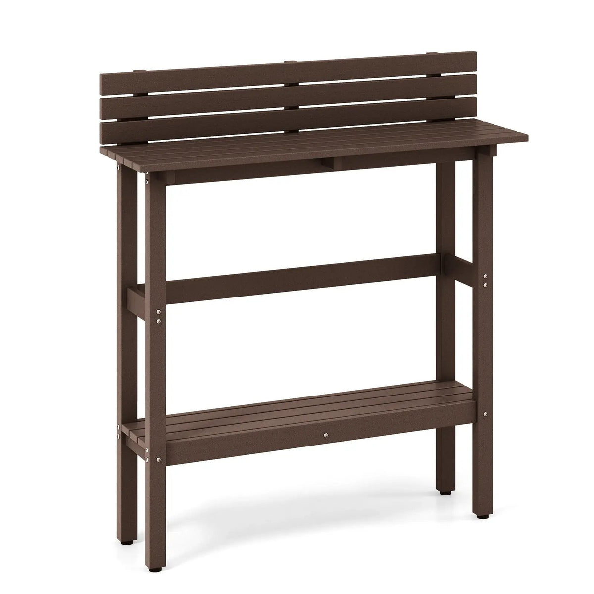 48 Inch Patio Pub Height Table with Storage Shelf and Adjustable Foot Pads, photo 6 of 16