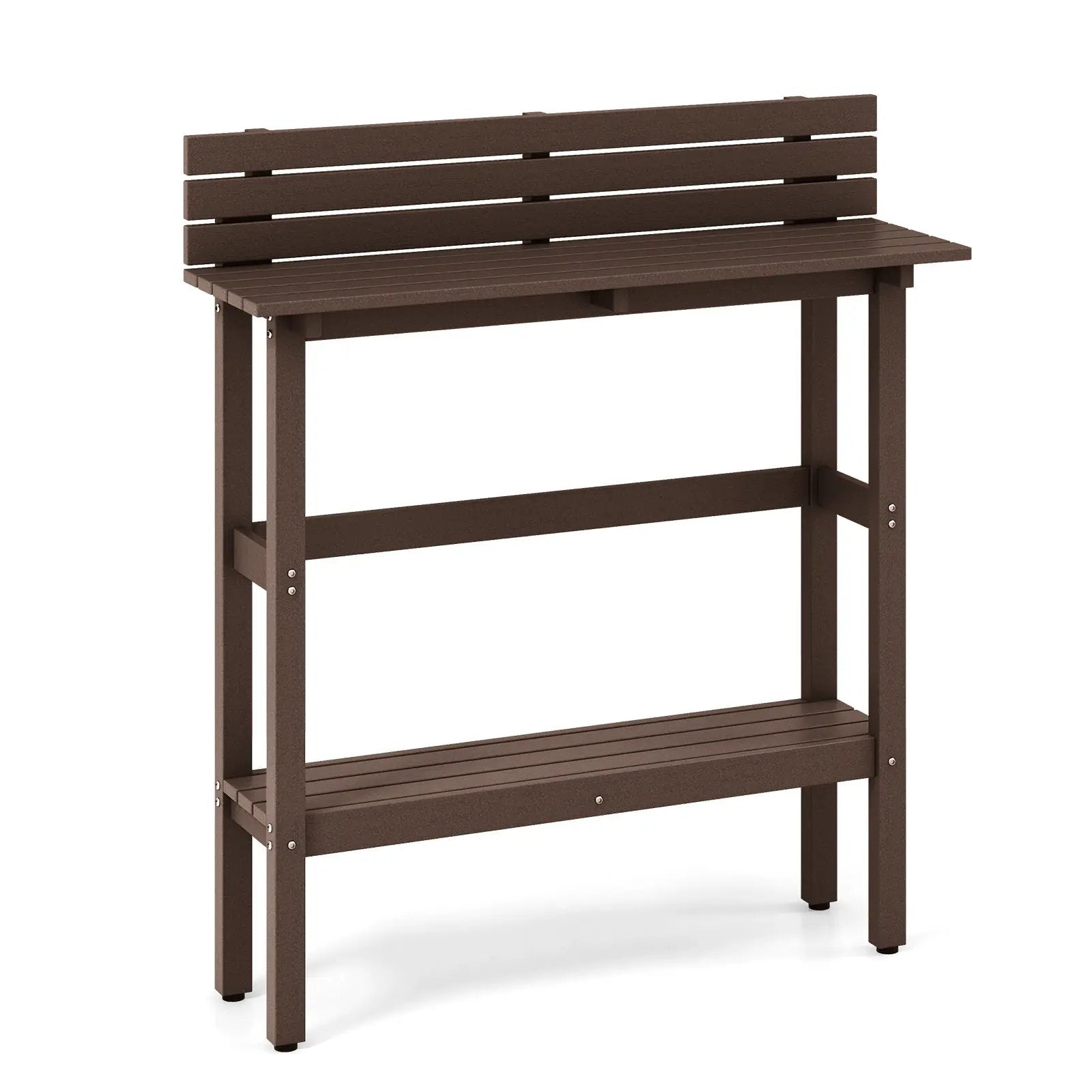 48 Inch Patio Pub Height Table with Storage Shelf and Adjustable Foot Pads by DirectDeals