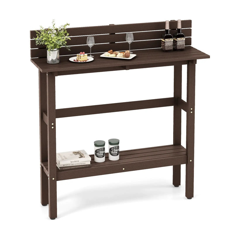 48 Inch Patio Pub Height Table with Storage Shelf and Adjustable Foot Pads by DirectDeals