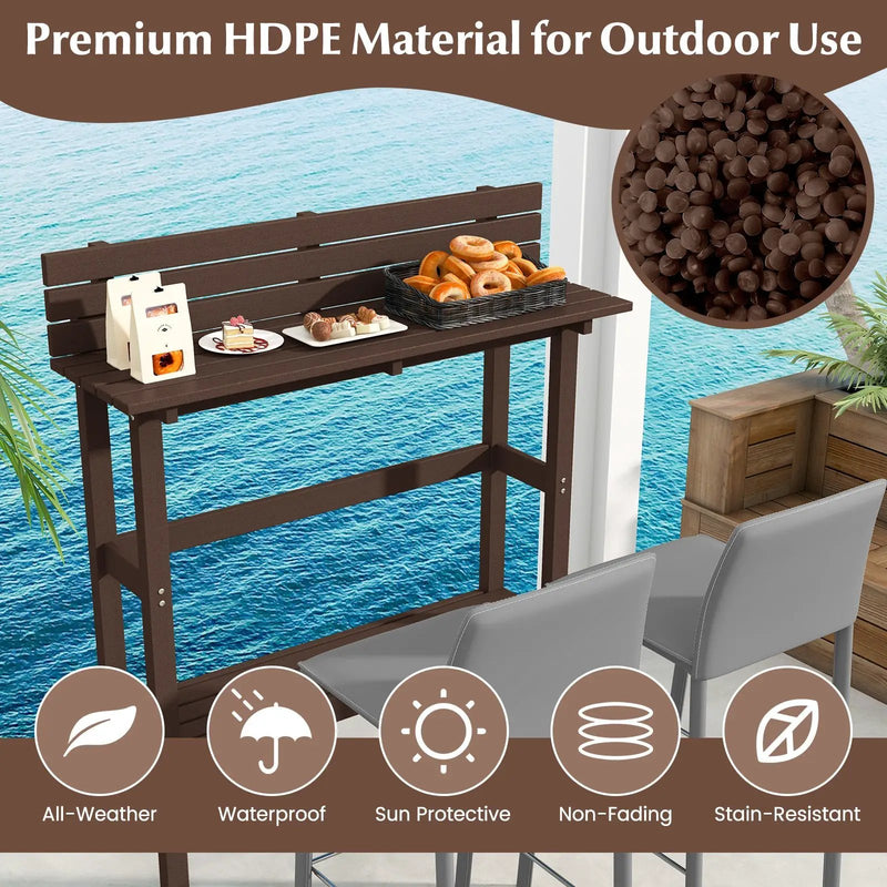 48 Inch Patio Pub Height Table with Storage Shelf and Adjustable Foot Pads by DirectDeals