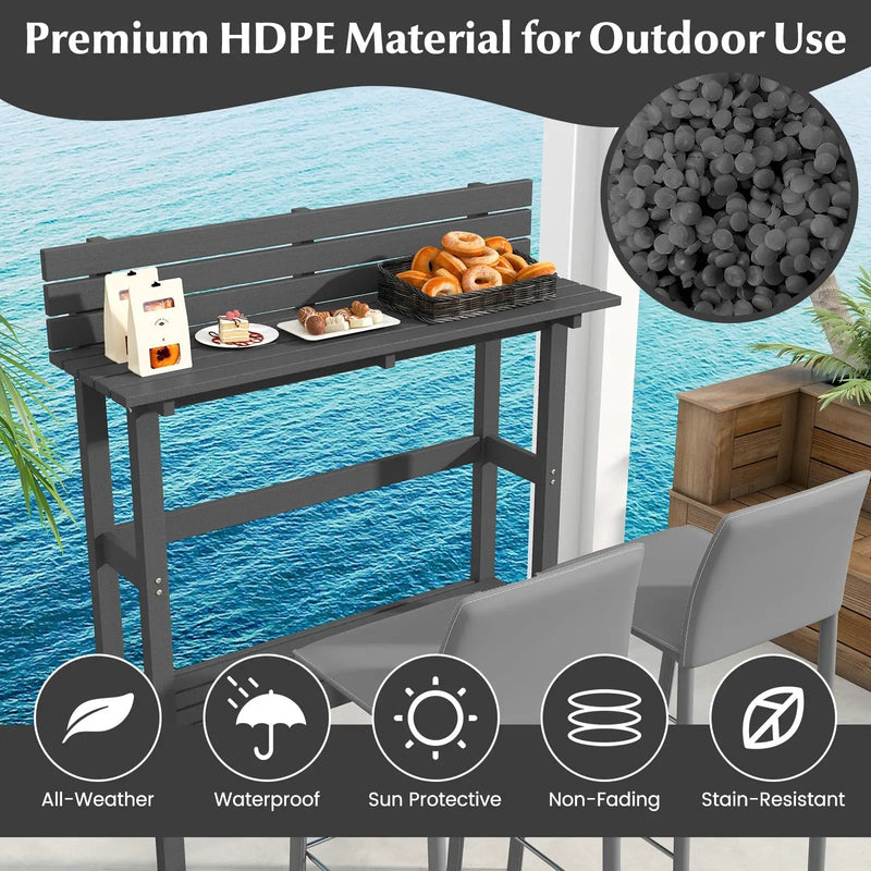 48 Inch Patio Pub Height Table with Storage Shelf and Adjustable Foot Pads by DirectDeals