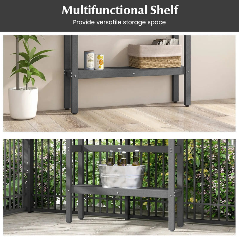 48 Inch Patio Pub Height Table with Storage Shelf and Adjustable Foot Pads by DirectDeals