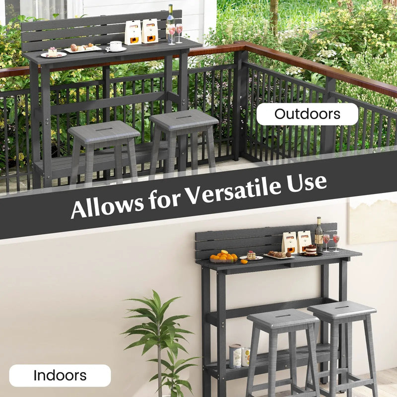 48 Inch Patio Pub Height Table with Storage Shelf and Adjustable Foot Pads by DirectDeals