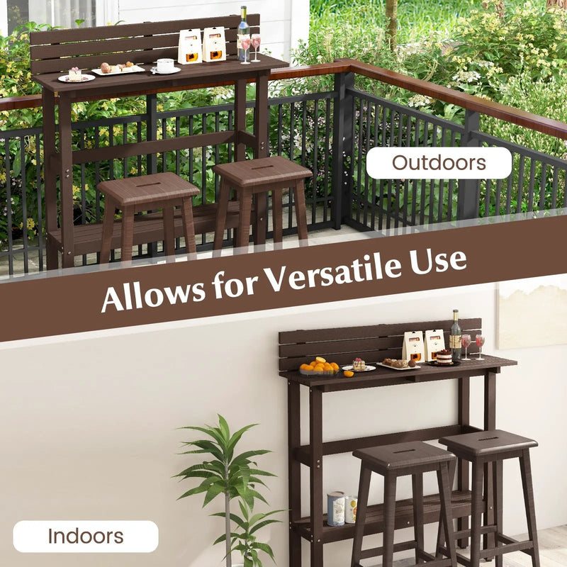 48 Inch Patio Pub Height Table with Storage Shelf and Adjustable Foot Pads by DirectDeals