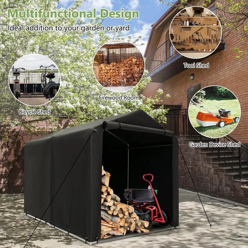 7 x 5.2FT Storage Shelter Outdoor Bike Tent with Waterproof Cover and Zipper Door-Gray by DirectDeals