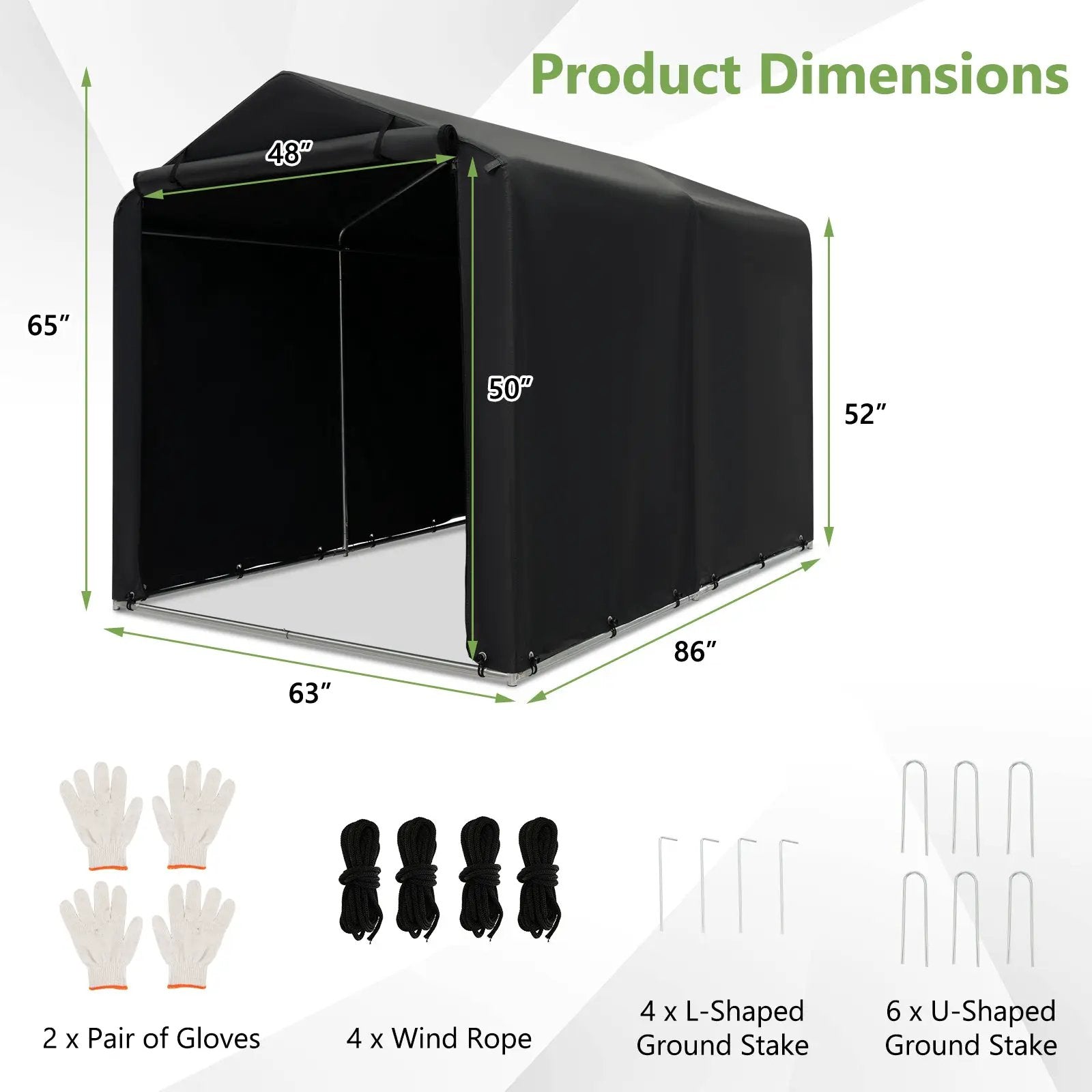 7 x 5.2FT Storage Shelter Outdoor Bike Tent with Waterproof Cover and Zipper Door-Gray by DirectDeals