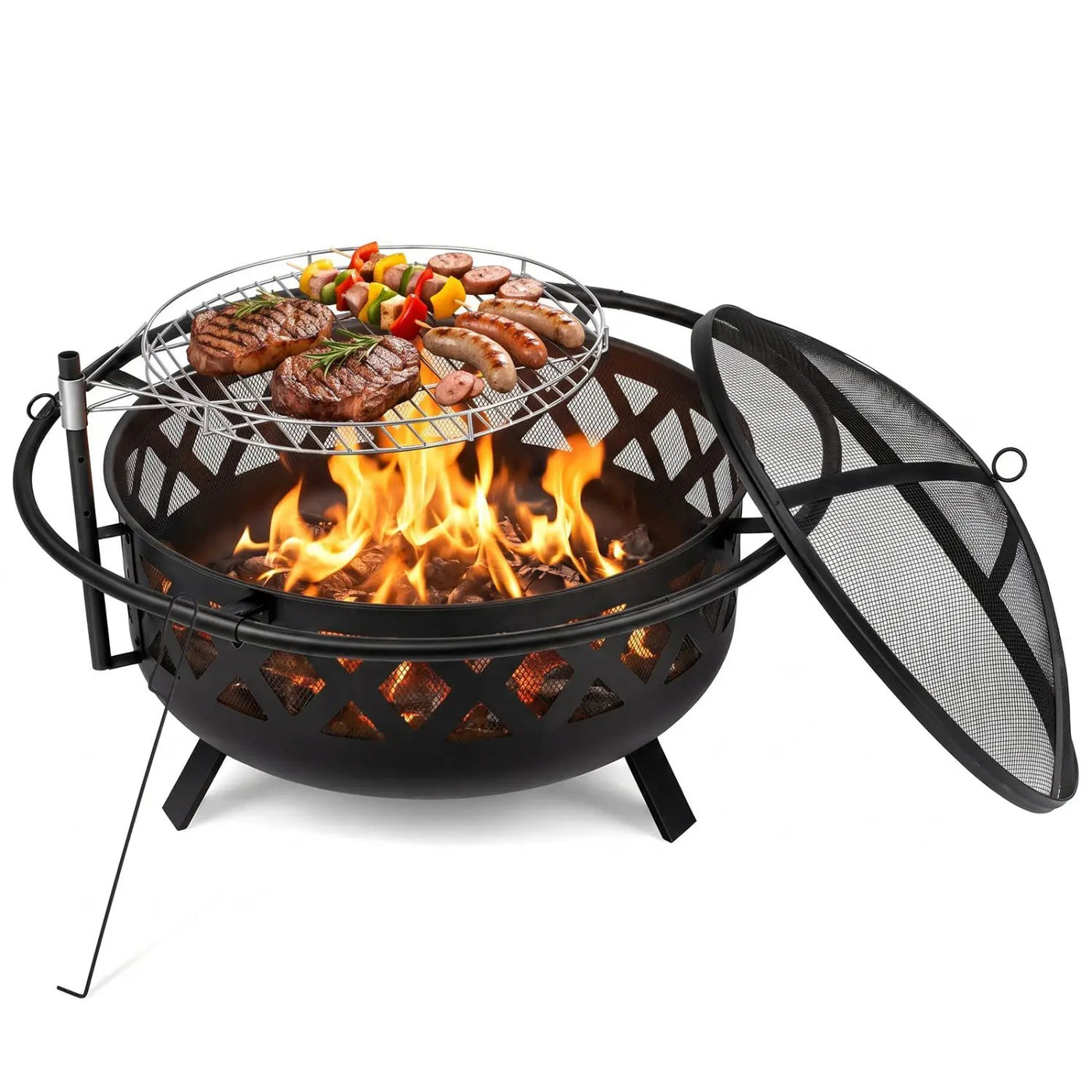 36-Inch Fire Pit Table with Adjustable Rotatable Grill Grate by DirectDeals