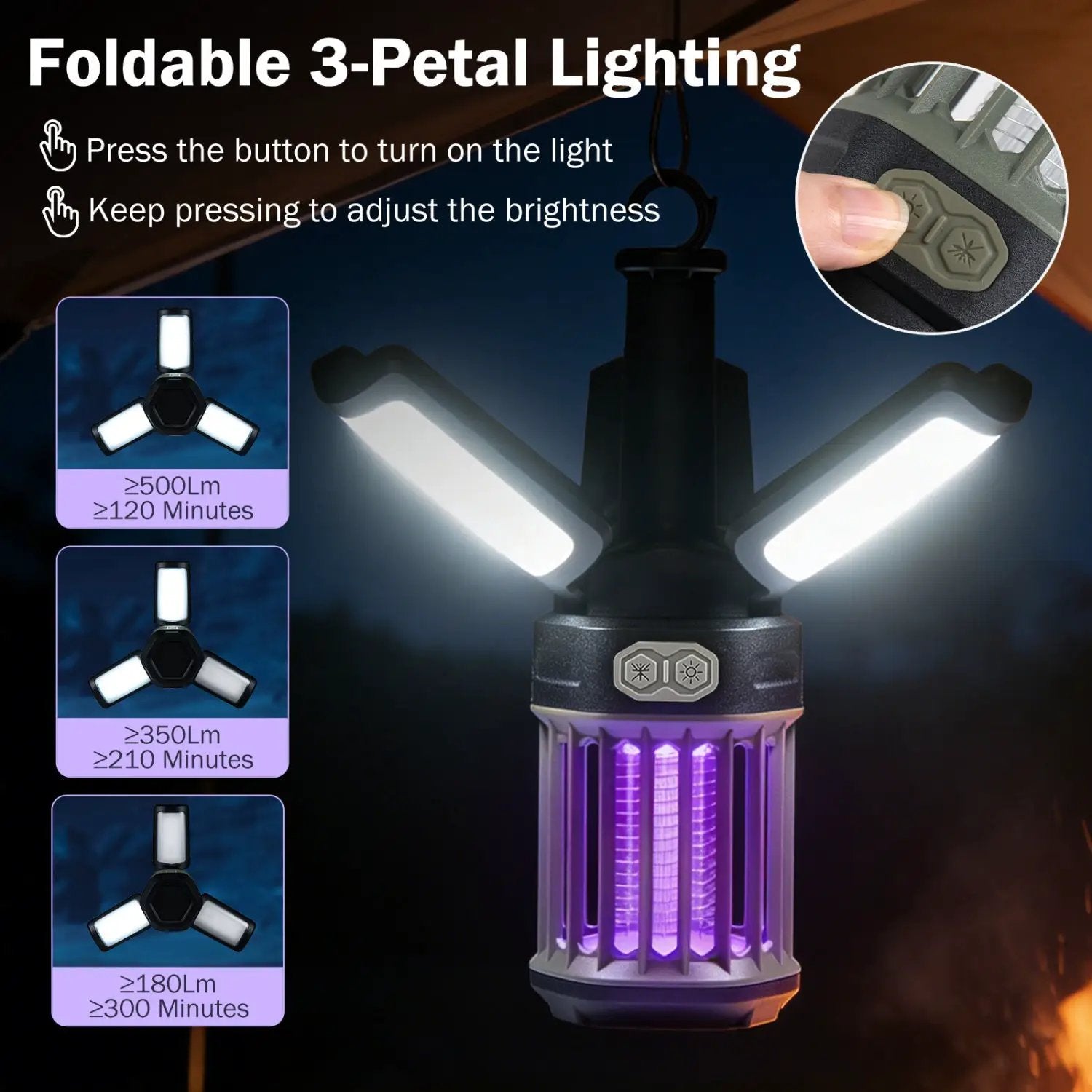 Outdoor Bug Zapper with Foldable Camping Lantern USB by DirectDeals
