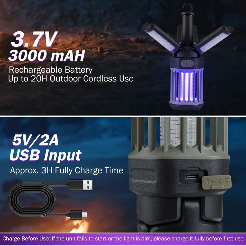 Outdoor Bug Zapper with Foldable Camping Lantern USB by DirectDeals