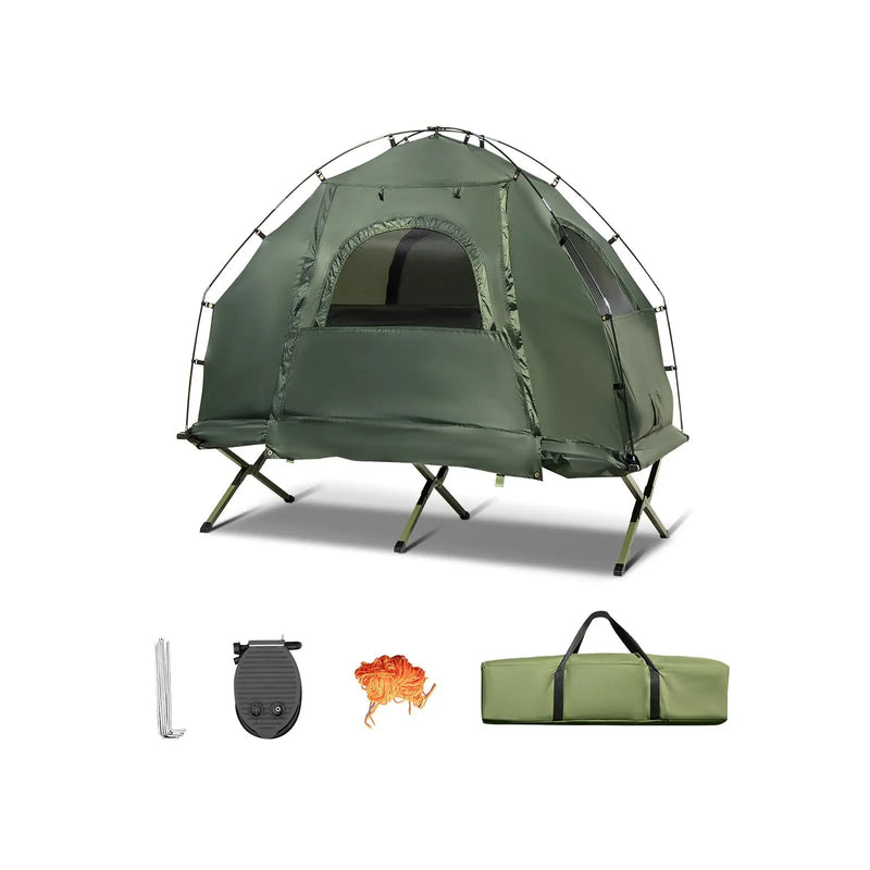 1-Person Folding Camping Tent with Sunshade and Air Mattress by DirectDeals