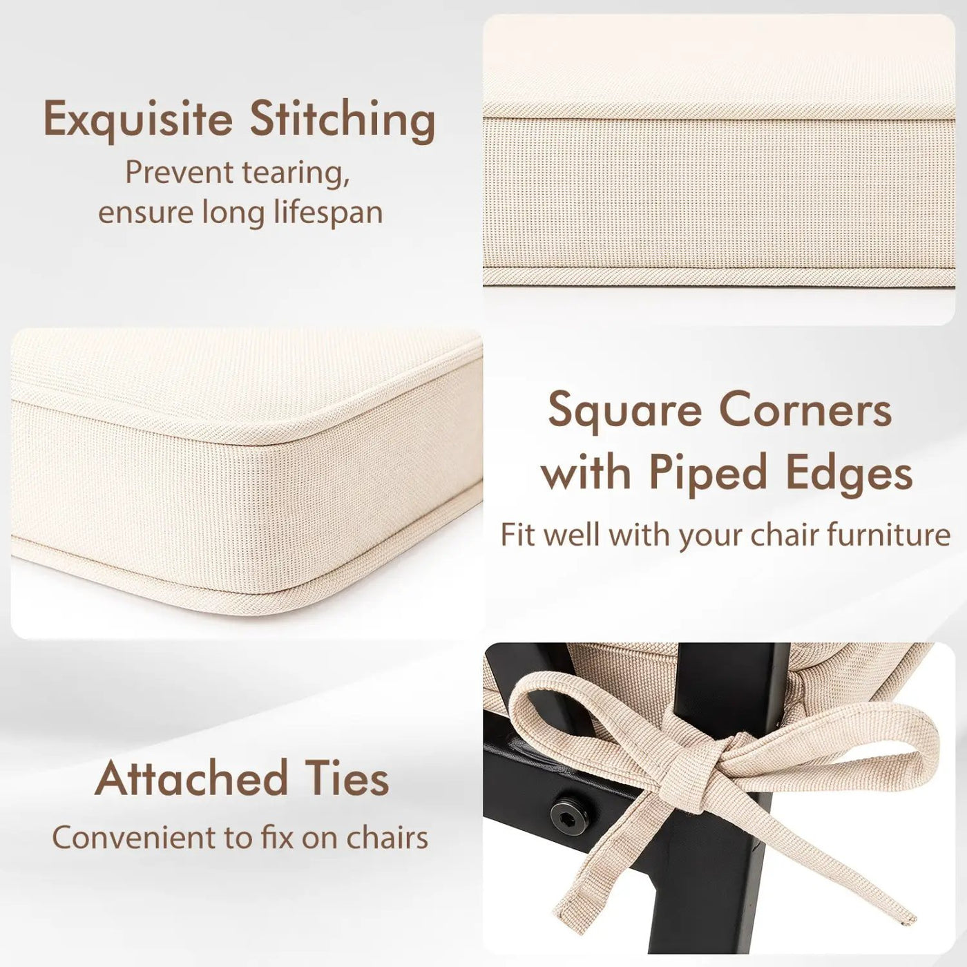 Outdoor Chair Cushions Set of 6 Waterproof Olefin 20x20 Inch by DirectDeals
