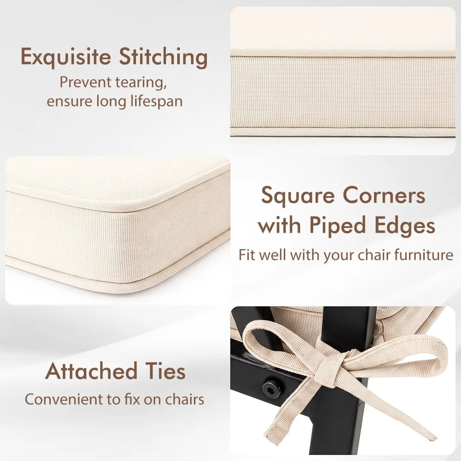 Outdoor Chair Cushions Set of 6 Waterproof Olefin 20x20 Inch by DirectDeals