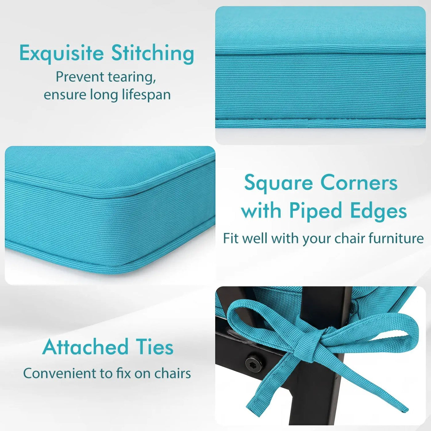 Outdoor Chair Cushions Set of 6 Waterproof Olefin 20x20 Inch by DirectDeals