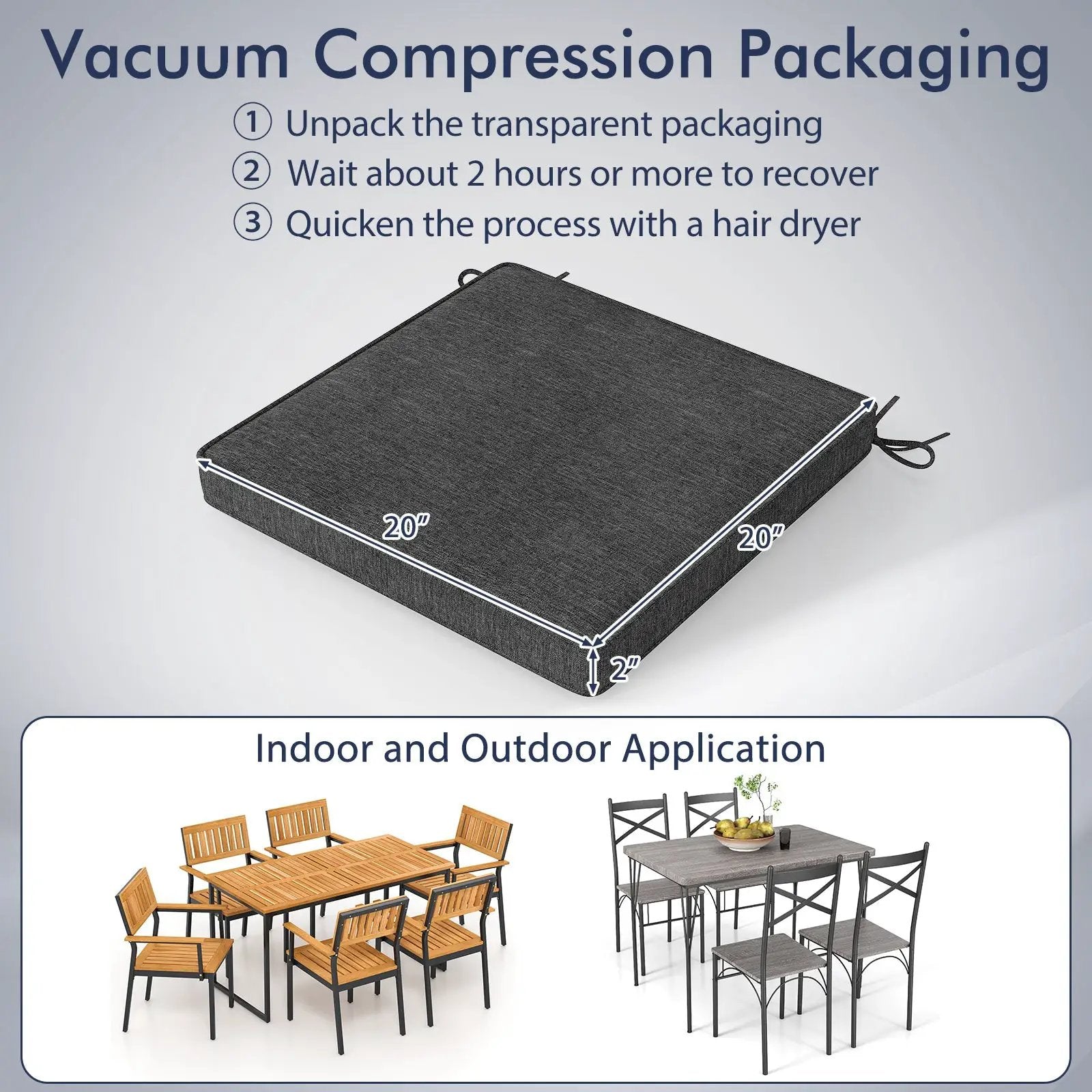 Outdoor Chair Cushion Set of 2 Waterproof Fade-Resistant Olefin Seat Cushions by DirectDeals