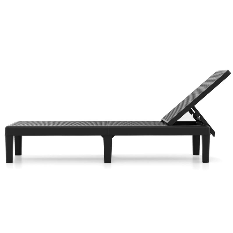 Outdoor Chaise Lounger Chair with Waterproof Rattan Textured PP Surface Set of 2 by DirectDeals