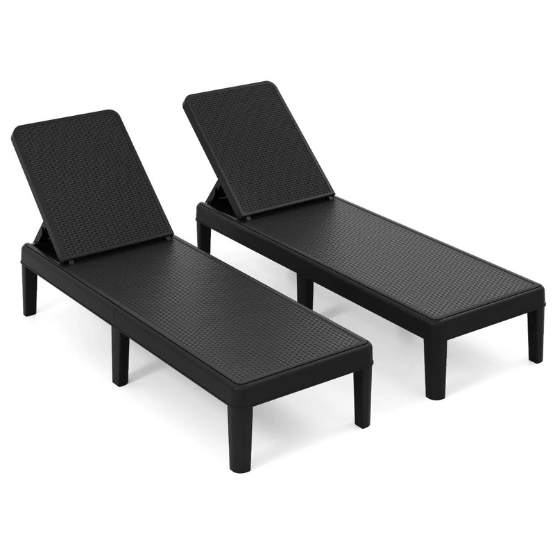 Outdoor Chaise Lounger Chair with Waterproof Rattan Textured PP Surface Set of 2 by DirectDeals