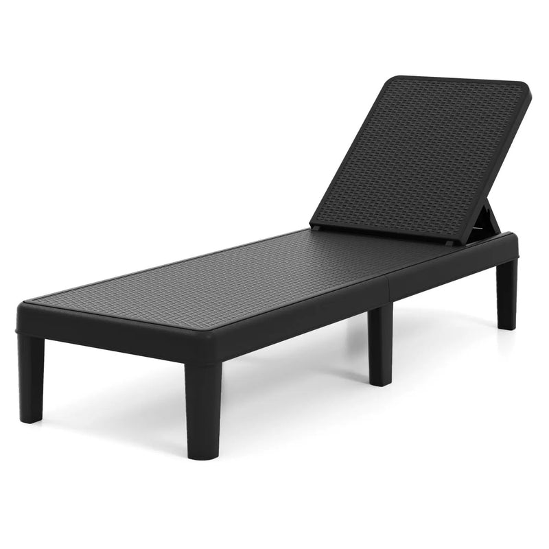 Outdoor Chaise Lounger Chair with Waterproof Rattan Textured PP Surface and 330 lbs Capacity by DirectDeals