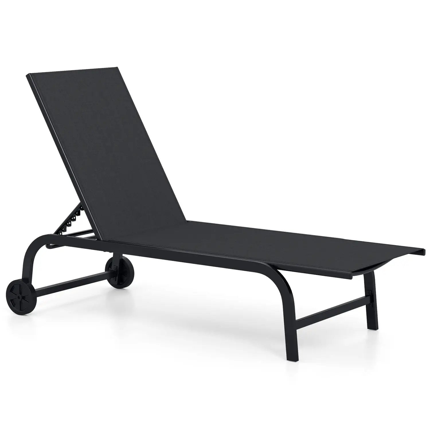Outdoor Chaise Lounge Chair with Wheels and Metal Frame by DirectDeals
