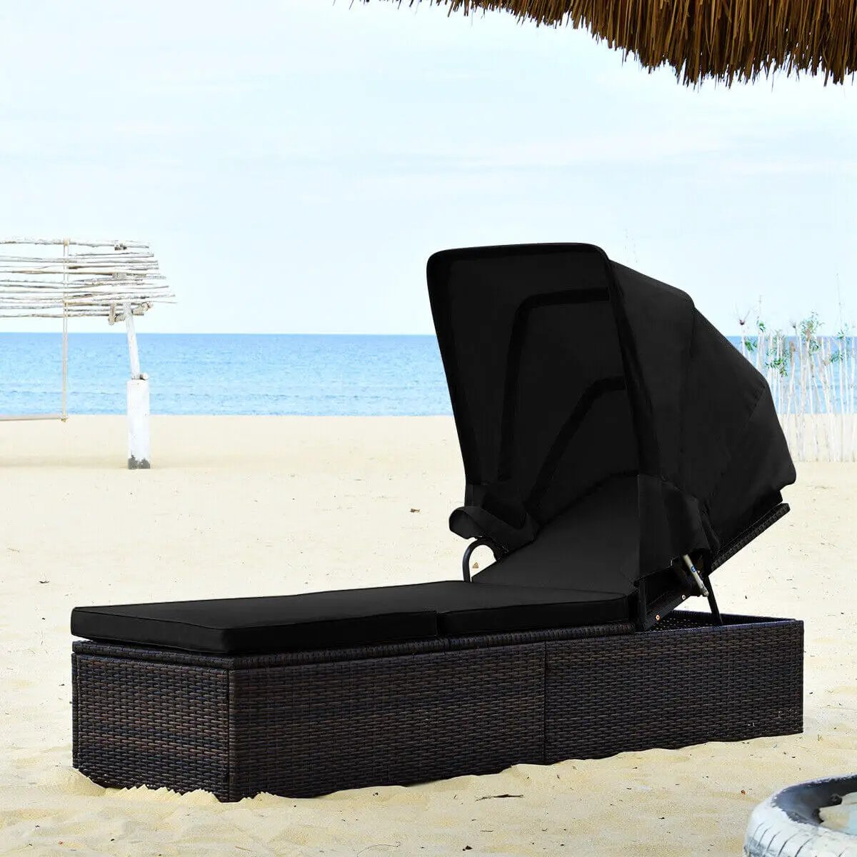 Outdoor Chaise Lounge Chair with Folding Canopy, photo 7 of 10