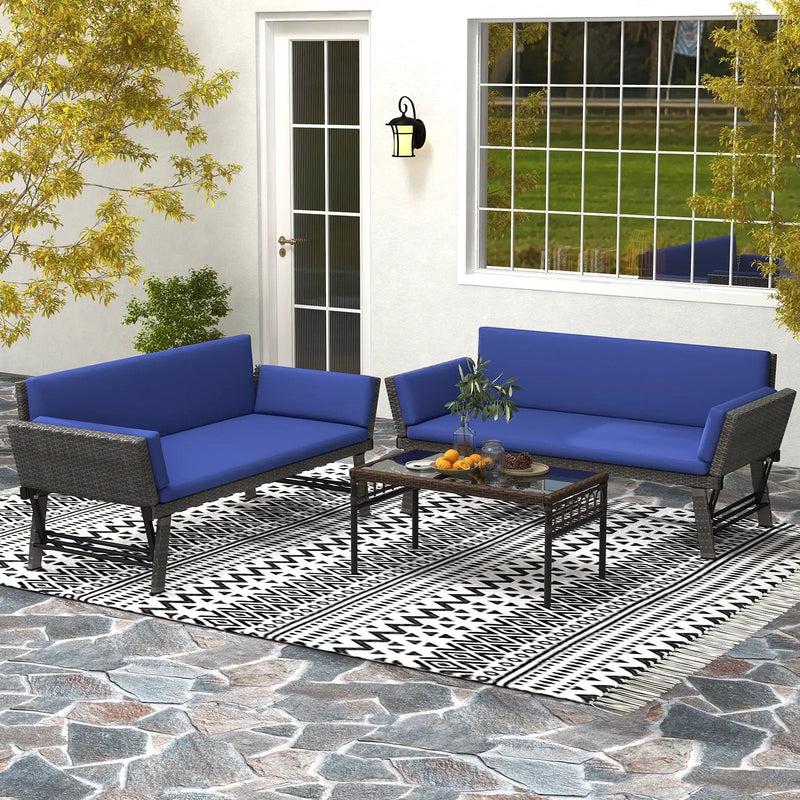Outdoor Convertible Sofa Daybed with Adjustable Armrests for Balcony by DirectDeals