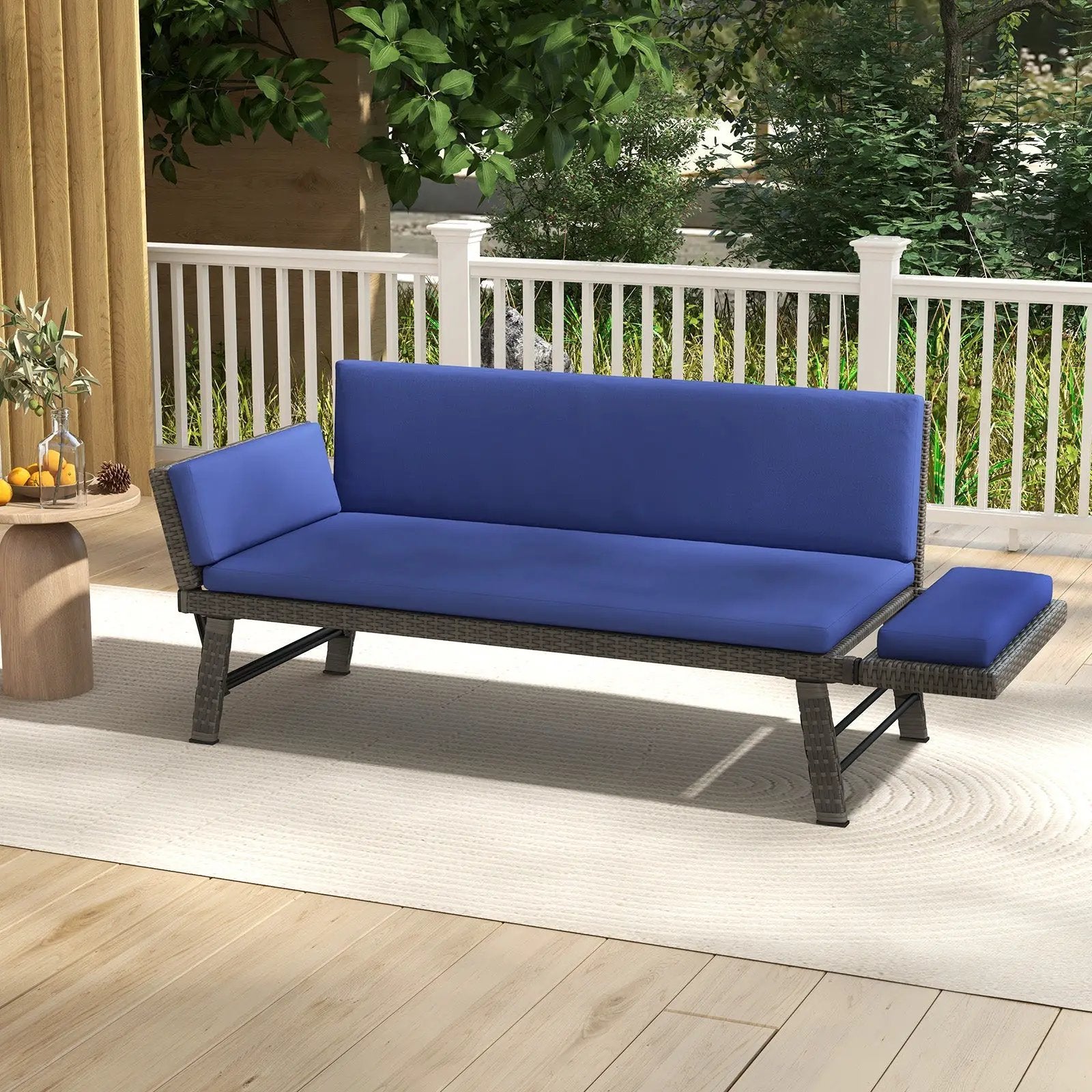 Outdoor Convertible Sofa Daybed with Adjustable Armrests for Balcony by DirectDeals
