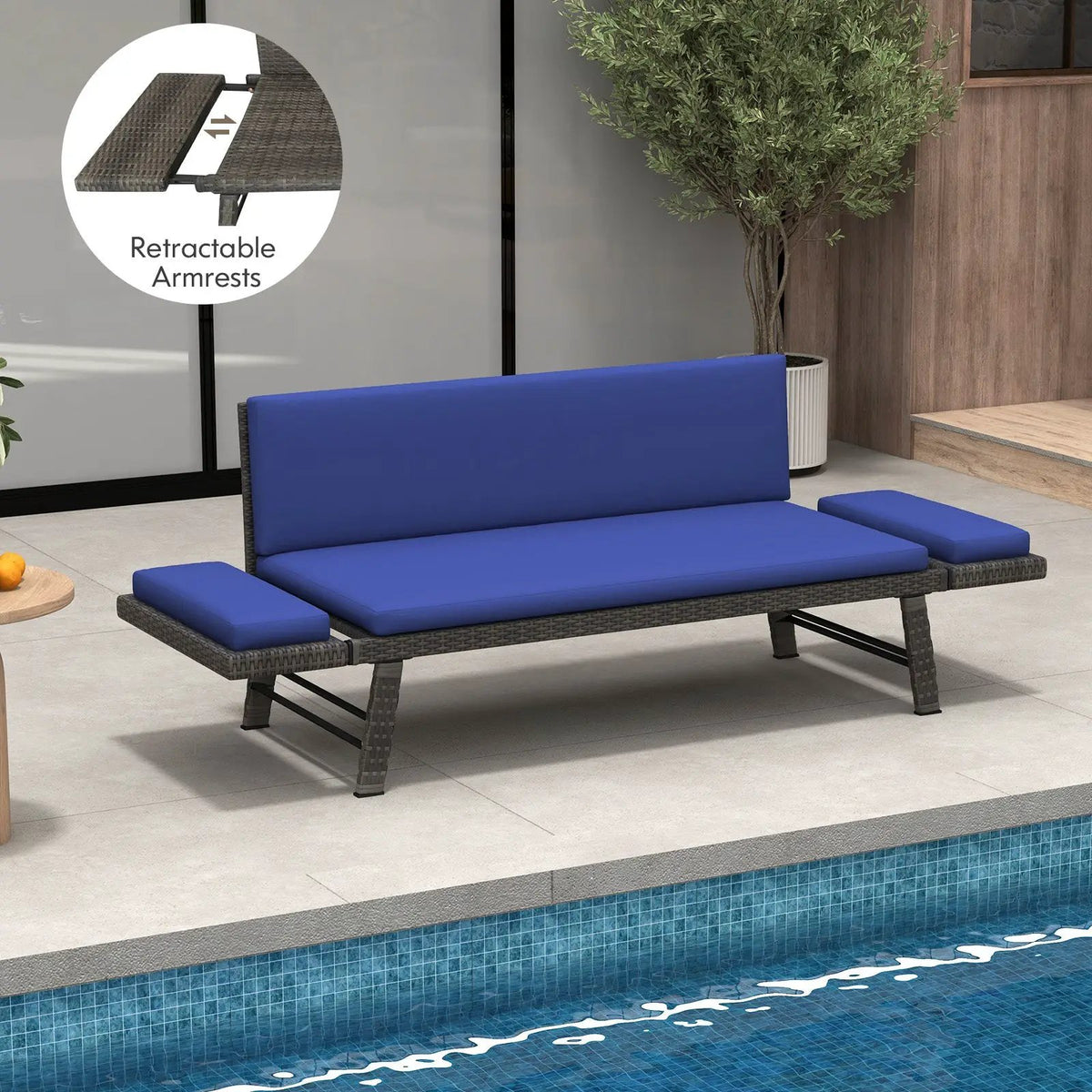 Outdoor Convertible Sofa Daybed with Adjustable Armrests for Balcony, photo 6 of 10