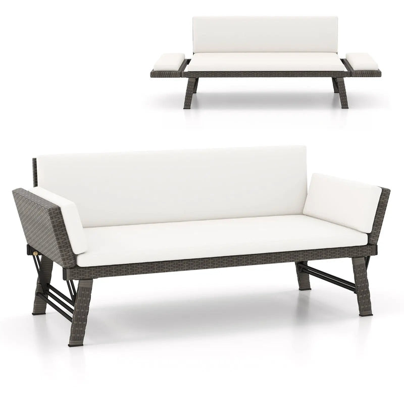 Outdoor Convertible Sofa Daybed with Adjustable Armrests for Balcony by DirectDeals