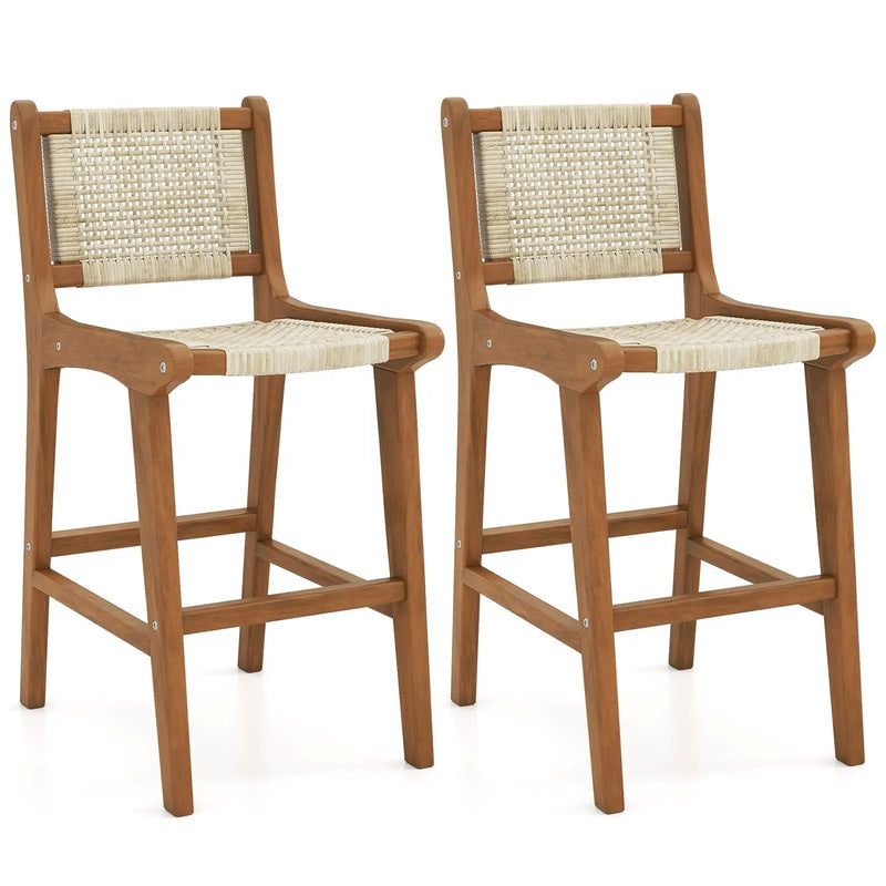 Outdoor Counter Height Bar Stool with Teak Wood Frame by DirectDeals