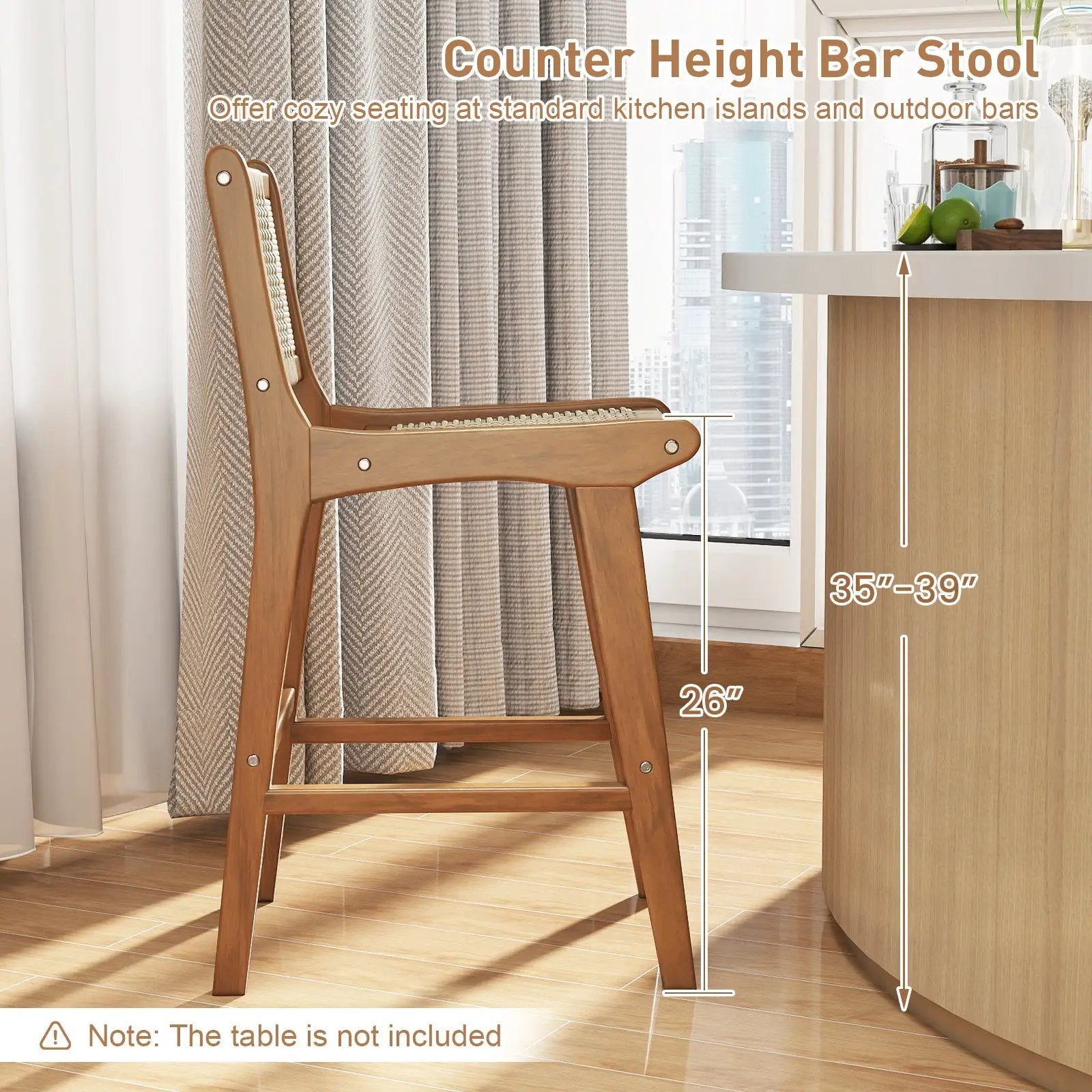 Outdoor Counter Height Bar Stool with Teak Wood Frame by DirectDeals